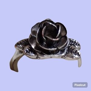 Silver Rose Floral Statement Ring - Women Jewelry